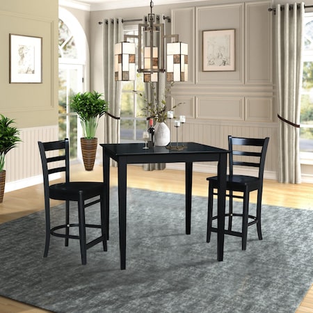 International Concepts 36 in. x 36 in. Counter Height Table with 2 Emily Counter Height Stools - 3 Piece Set K46-3636-S6172-2